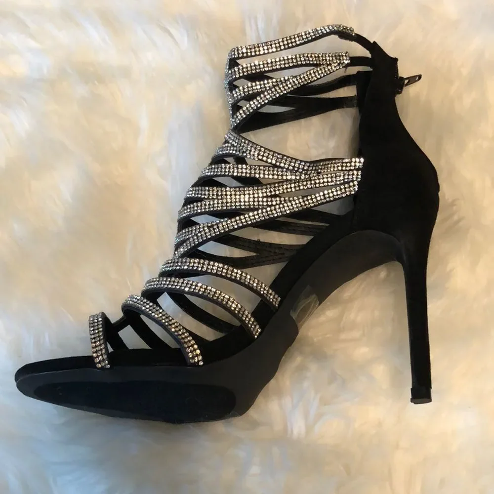 Olivia Ferguson Spike Heels Rhinestone Straps 10